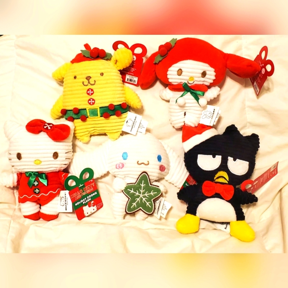 Hello Kitty Holiday Cookie Plushies Stuffed Animals Set